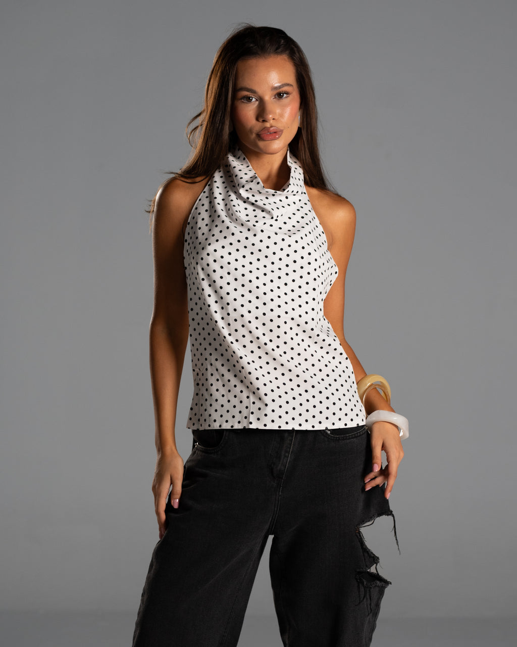 The Polka Halter Top